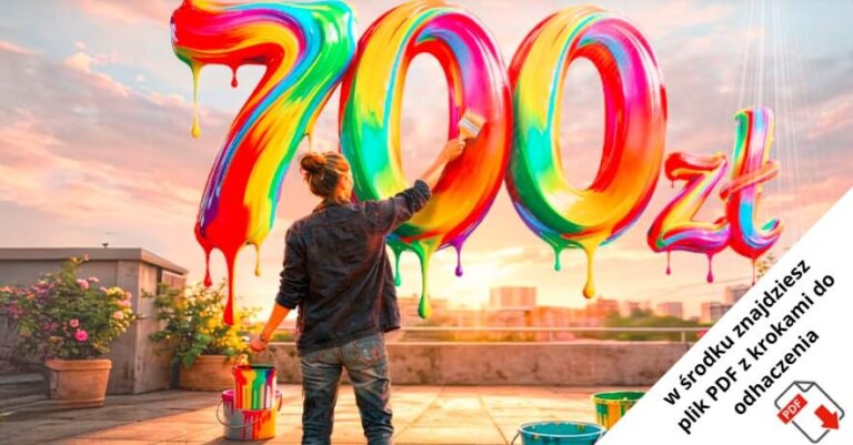 Osoba na dachu maluje duże, kolorowe liczby 3D 